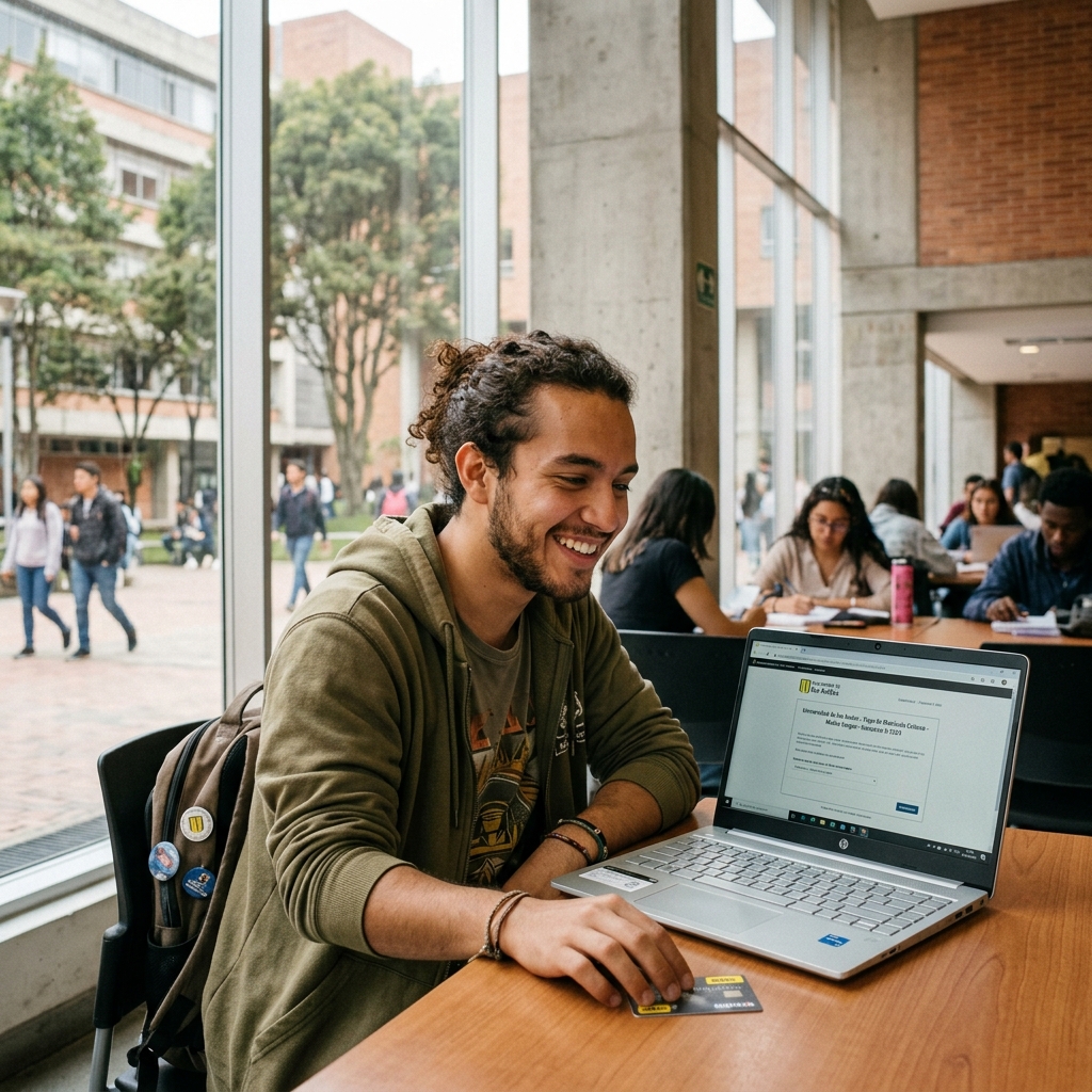 Estudiante pagando colegiatura